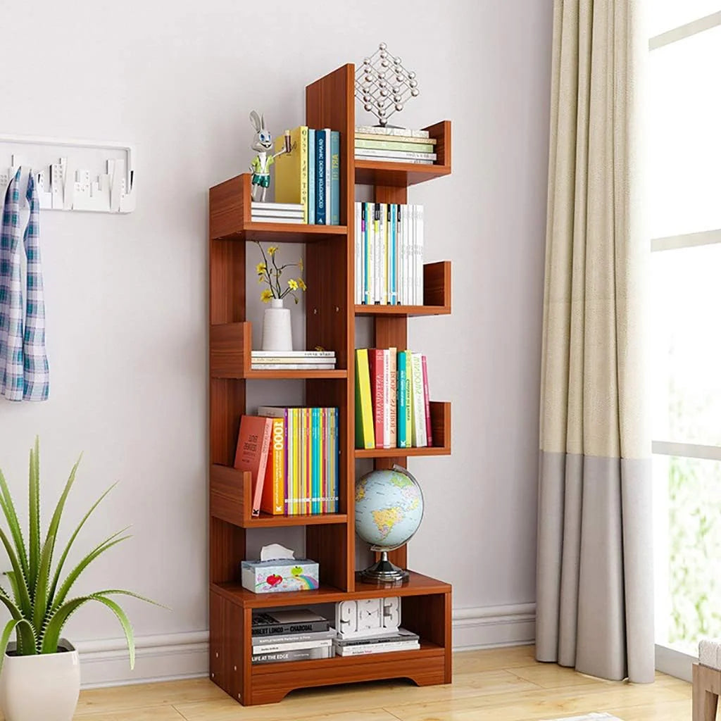6 Tier L-Shaped Wooden Bookshelf