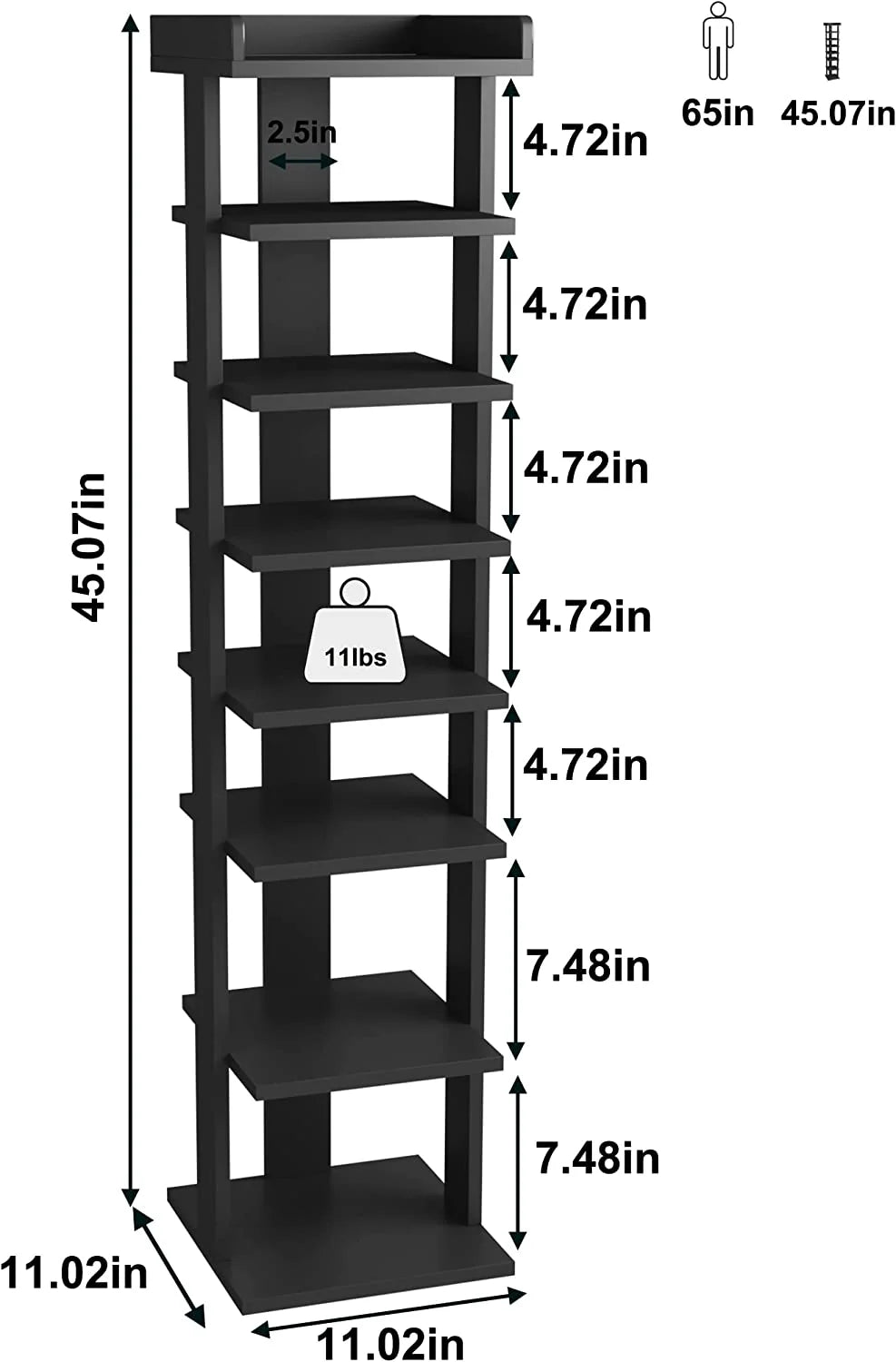 Wooden 7 Tiers Vertical Shoe Rack, Wooden Shoes Racks Organizer