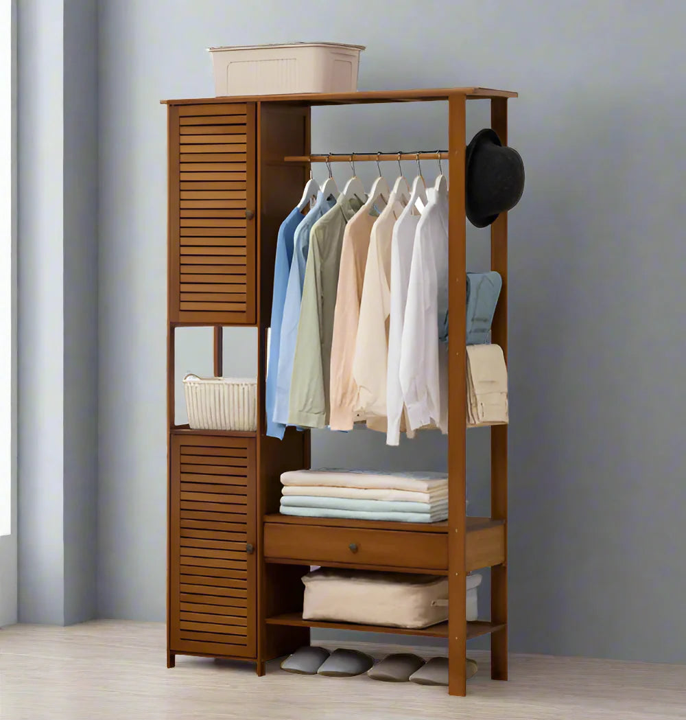 Wooden Bedroom Closets Storage Organizer | Wooden Clothes Stand