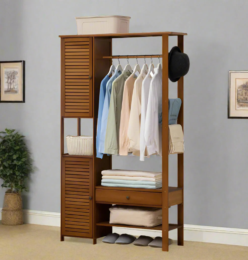 Wooden Bedroom Closets Storage Organizer | Wooden Clothes Stand