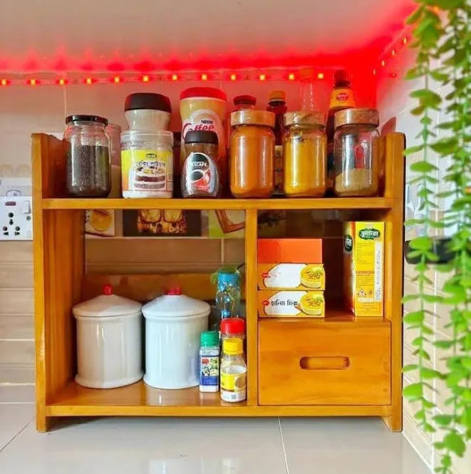 Wooden Kitchen Rack for Spice Storage