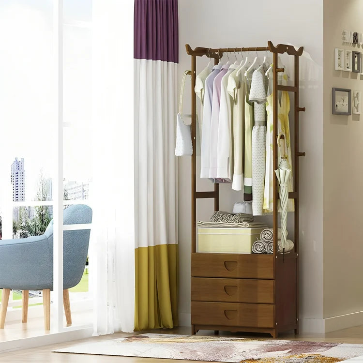 Wooden Multi Layer Alna Witn 8 Side Hook And 3 Drawers For Bedroom