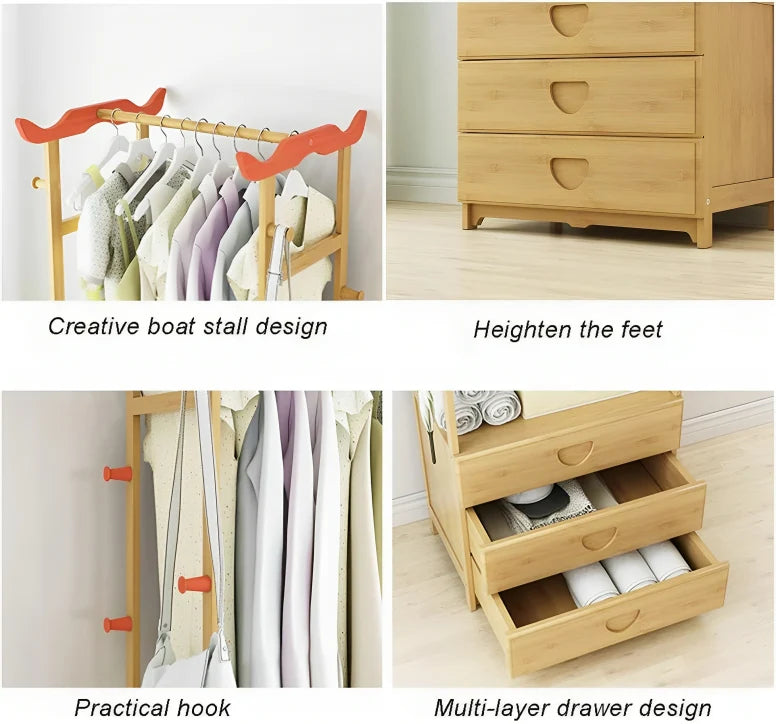 Wooden Multi Layer Alna Witn 8 Side Hook And 3 Drawers For Bedroom