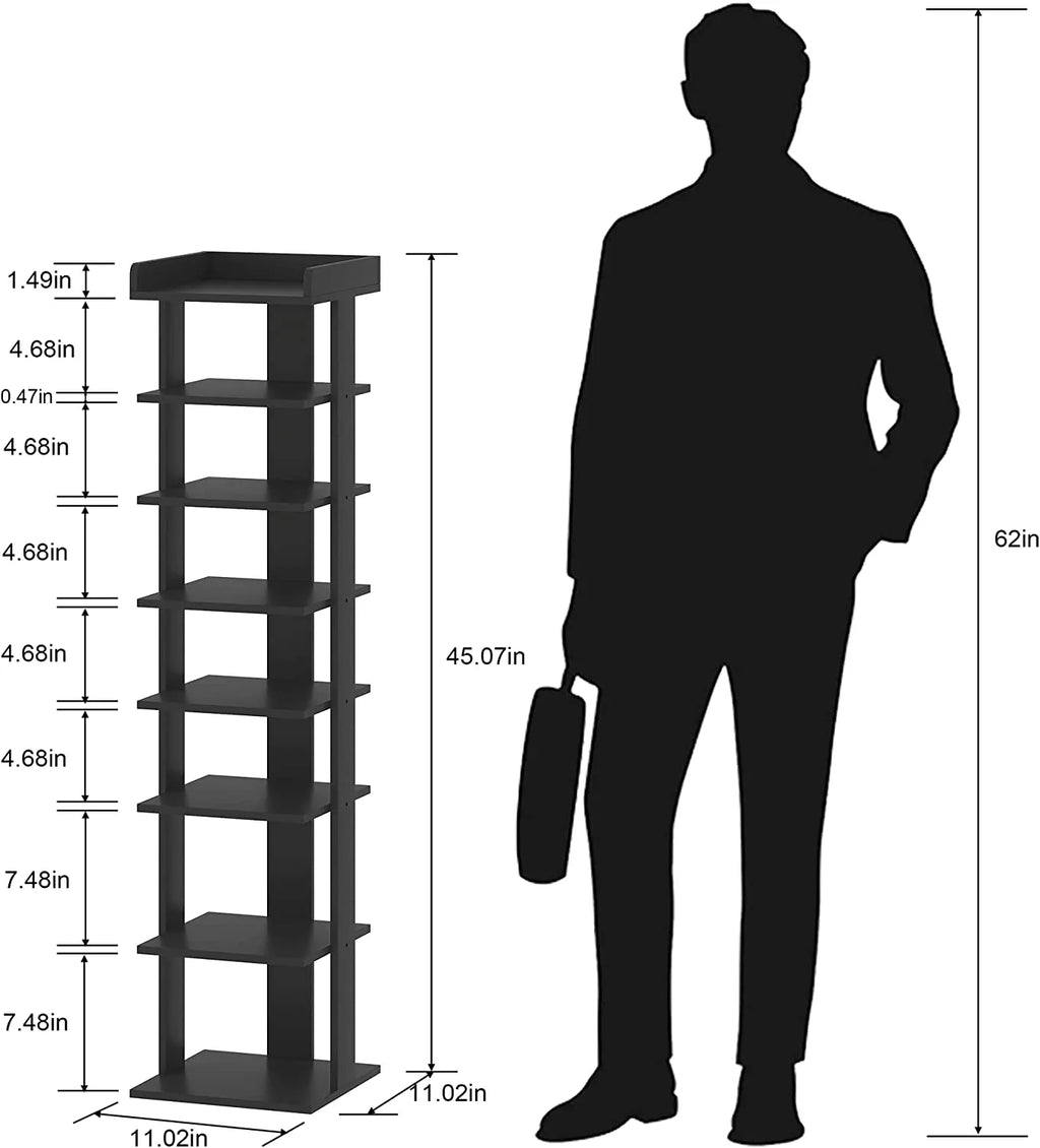 Wooden 7 Tiers Vertical Shoe Rack, Wooden Shoes Racks Organizer