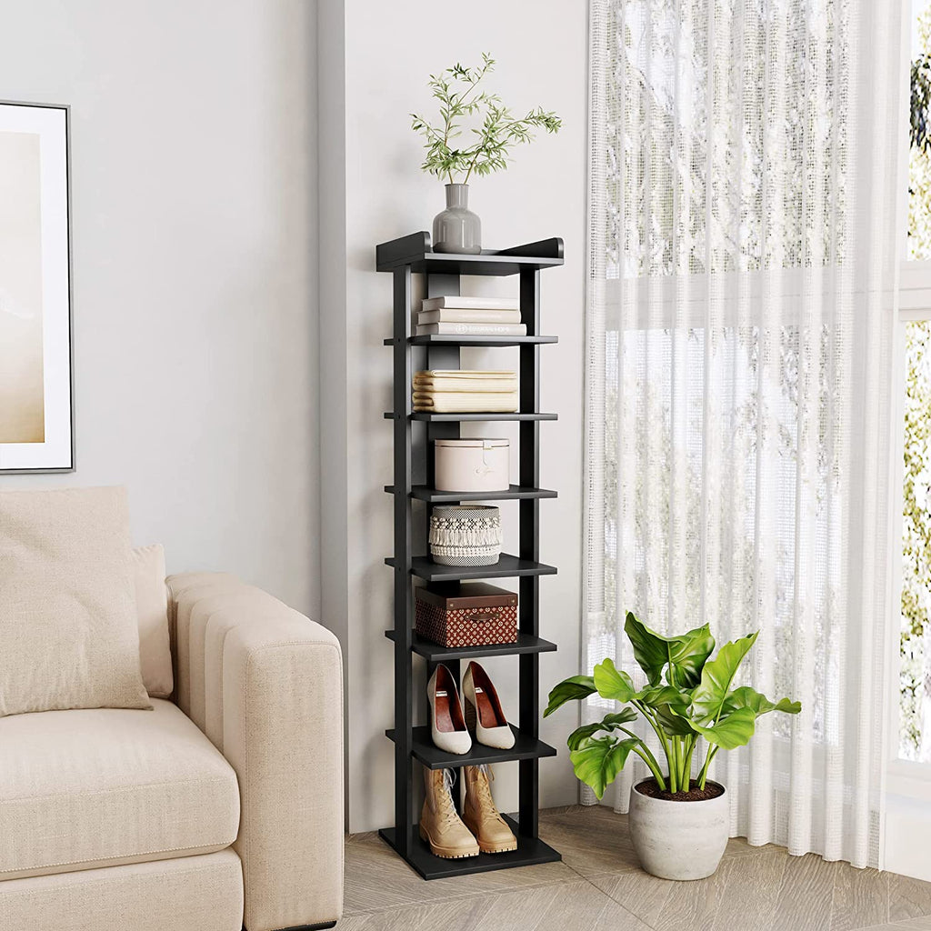 Wooden 7 Tiers Vertical Shoe Rack, Wooden Shoes Racks Organizer