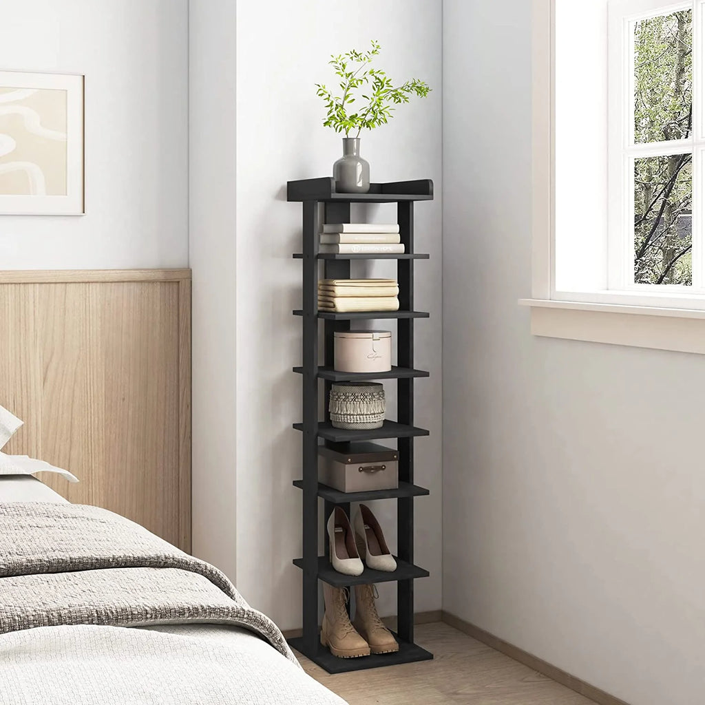 Wooden 7 Tiers Vertical Shoe Rack, Wooden Shoes Racks Organizer