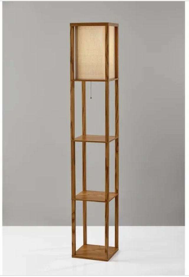 Wooden Floor Lamp with Shelf for Bedroom , Living Room