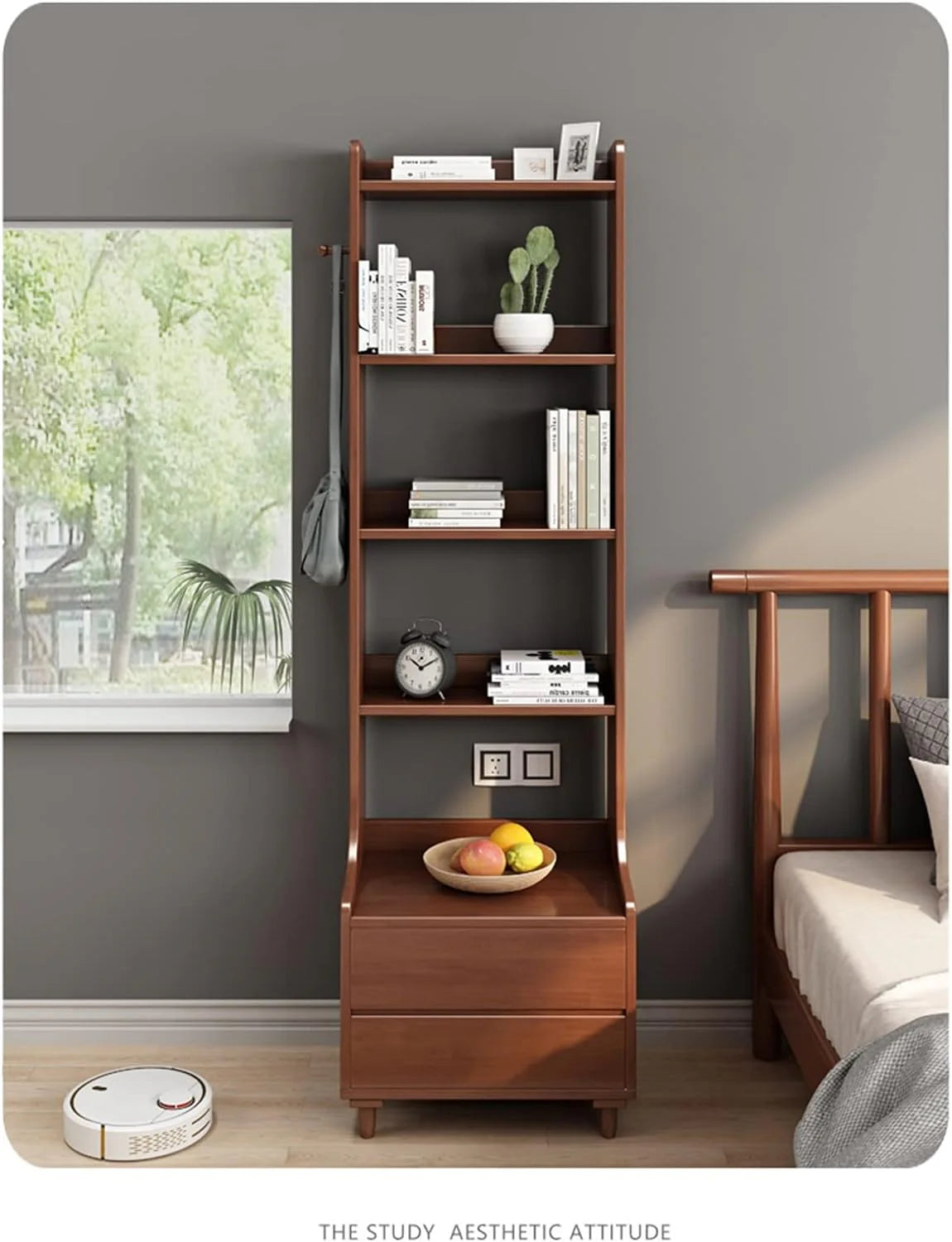 Wooden Bedside Multi Functional Storage Shelf