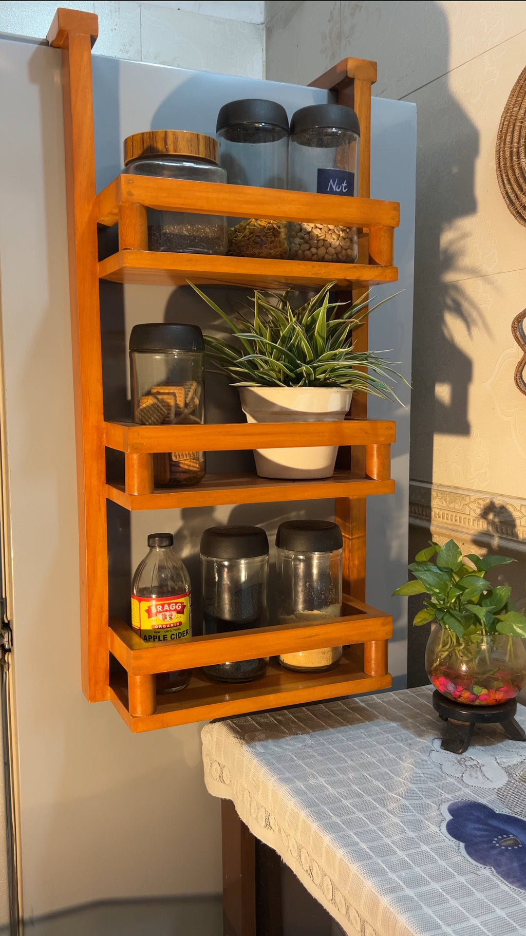 Fridge Side Wooden Organizer