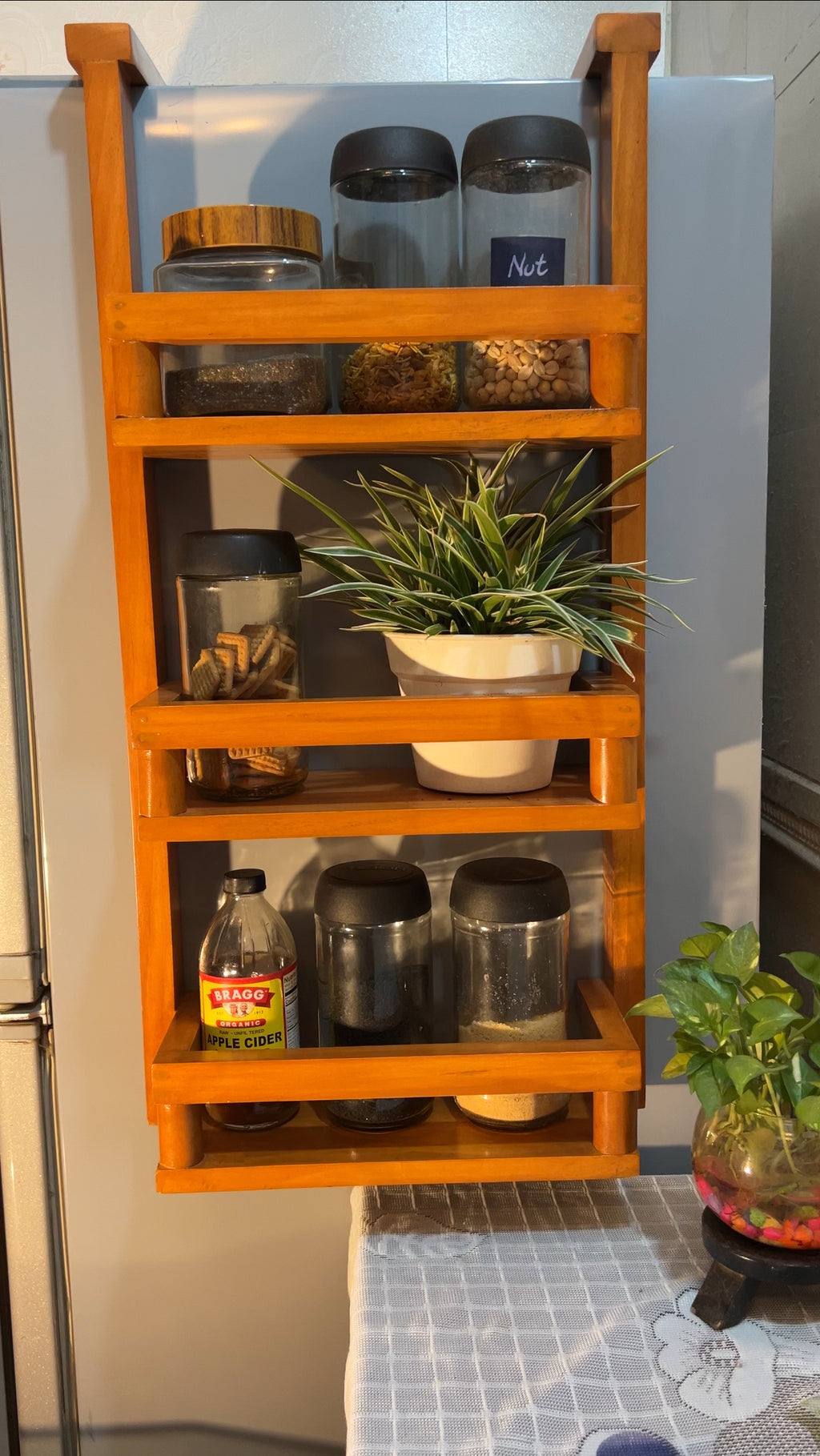 Fridge Side Wooden Organizer