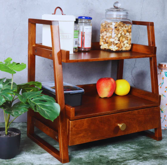 Wooden Versatile Kitchen Organizer Rack with Drawer