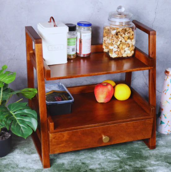 Wooden Versatile Kitchen Organizer Rack with Drawer