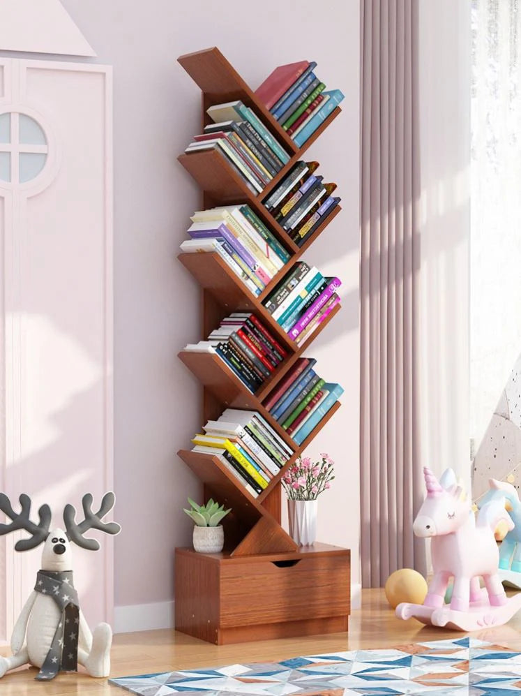 9-Tier Tree Shape Book Shelf | Wooden Tree Shape Bookshelf for Office & Home